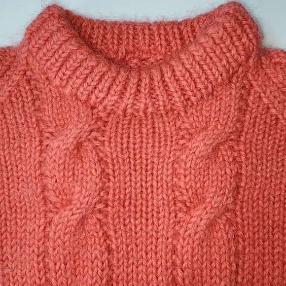 Vintage Women's Coral Cable Knit Wool Fishermans Sweater XS - Picture 7 of 7